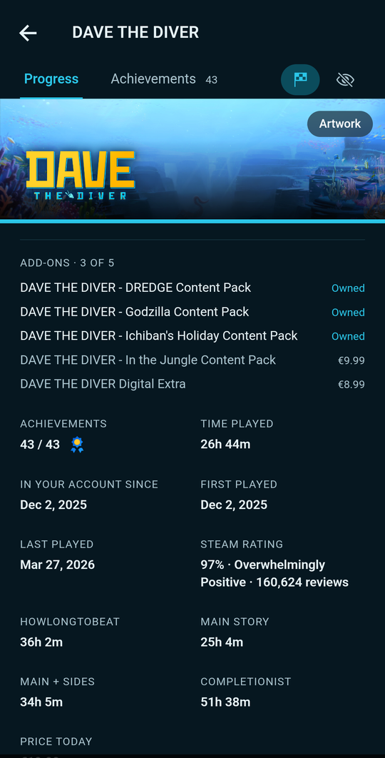 A game's page on a phone