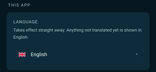 The language picker in Settings
